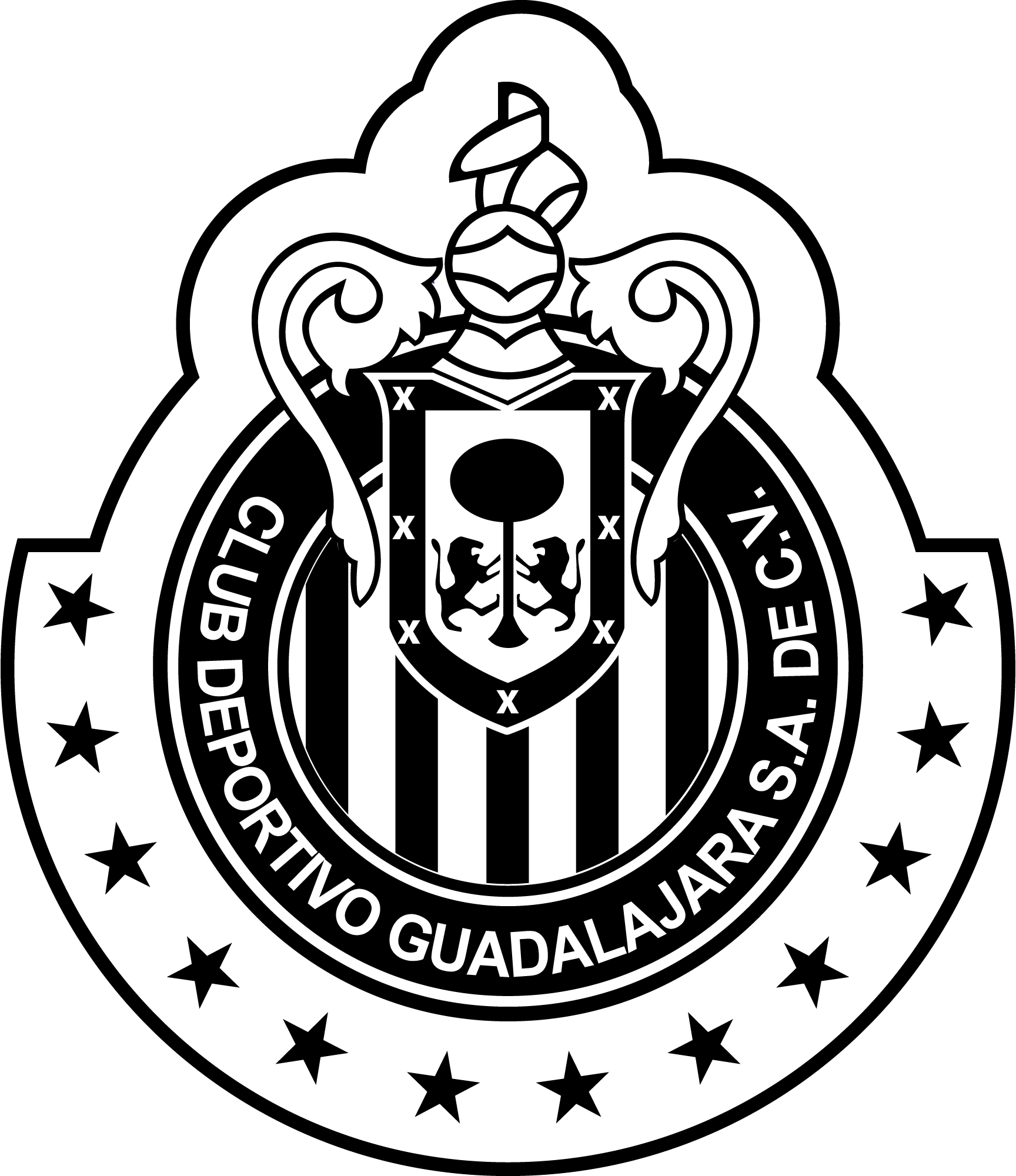 Chivas-Rayadas-(blanco-y-negro)-Logo-Vector